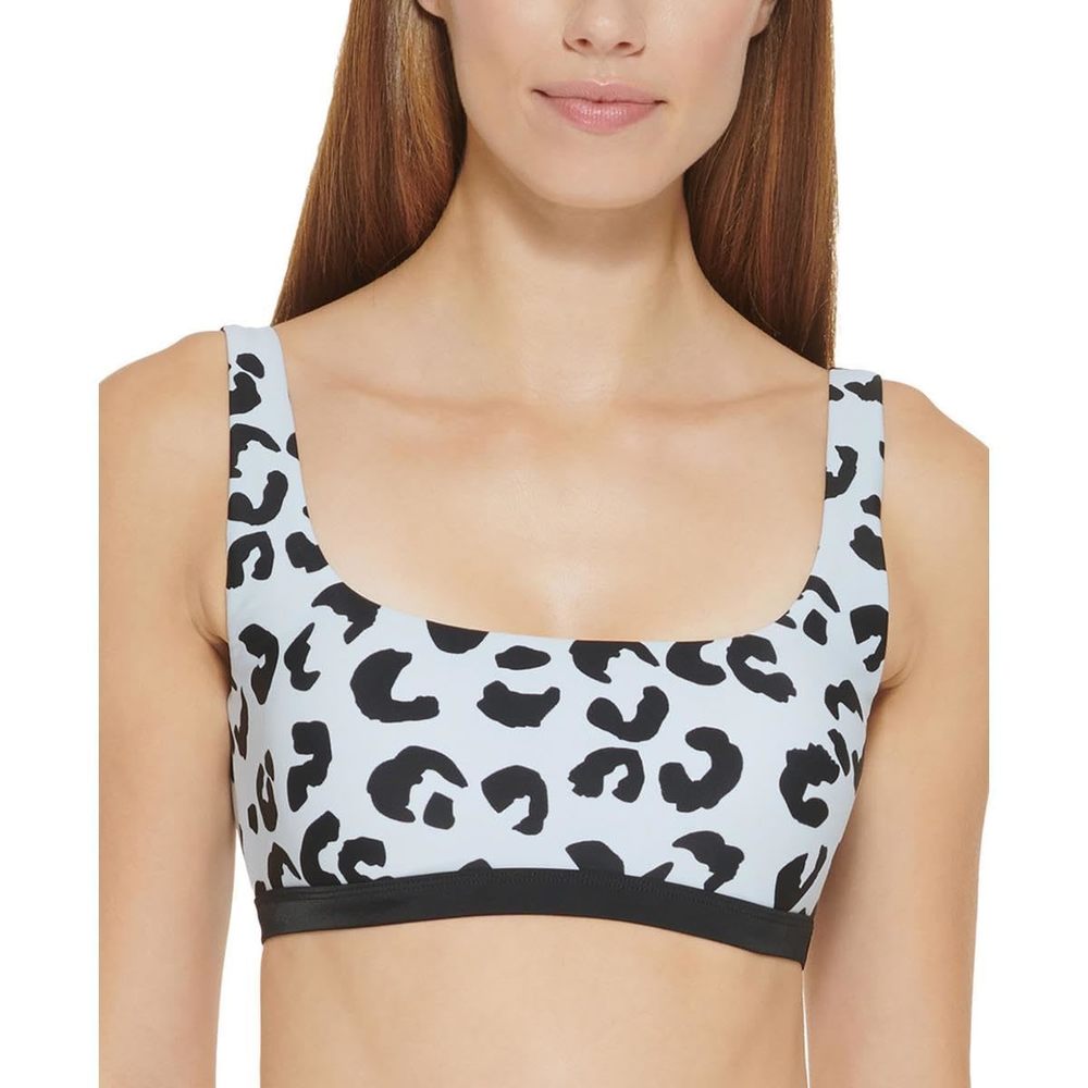 DKNY Women's Leopard-Print Bikini Top (Leopard, X-Small)
